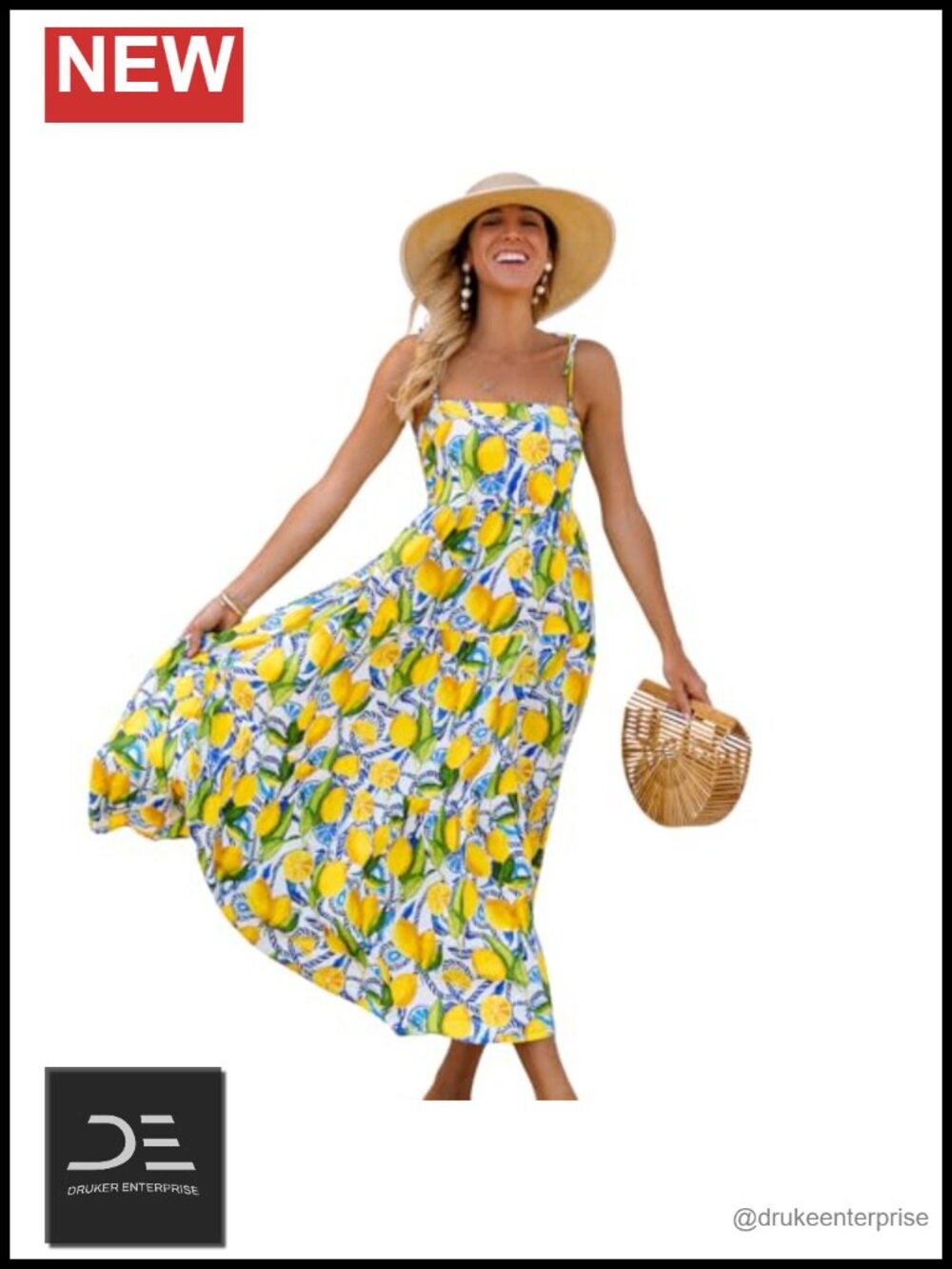 Kenny Flowers Organic Rayon Resort Maxi Dress Smocked Back Adjustable Straps